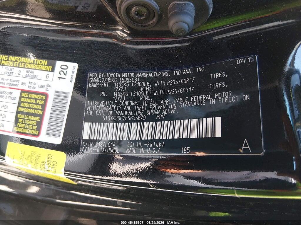 5TDYK3DC2FS635679 2015 TOYOTA SIENNA photo no. 9