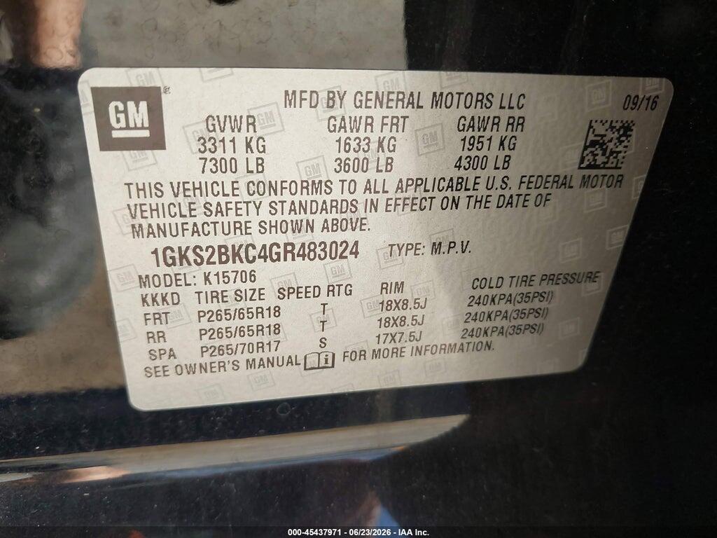 1GKS2BKC4GR483024 2016 GMC YUKON photo no. 9