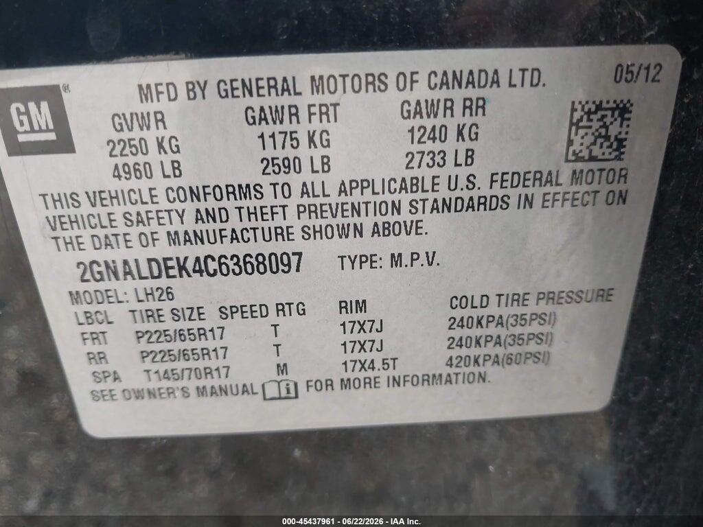 2GNALDEK4C6368097 2012 CHEVROLET EQUINOX photo no. 9