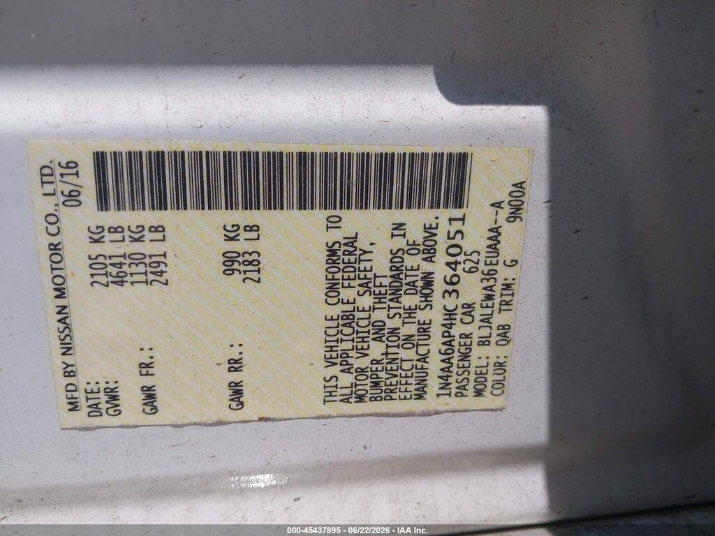 1N4AA6AP4HC364051 2017 NISSAN MAXIMA photo no. 9