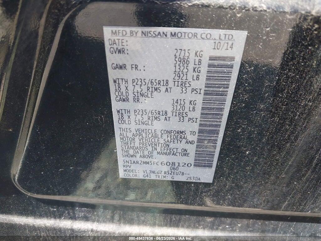 5N1AR2MM5FC608120 2015 NISSAN PATHFINDER photo no. 9