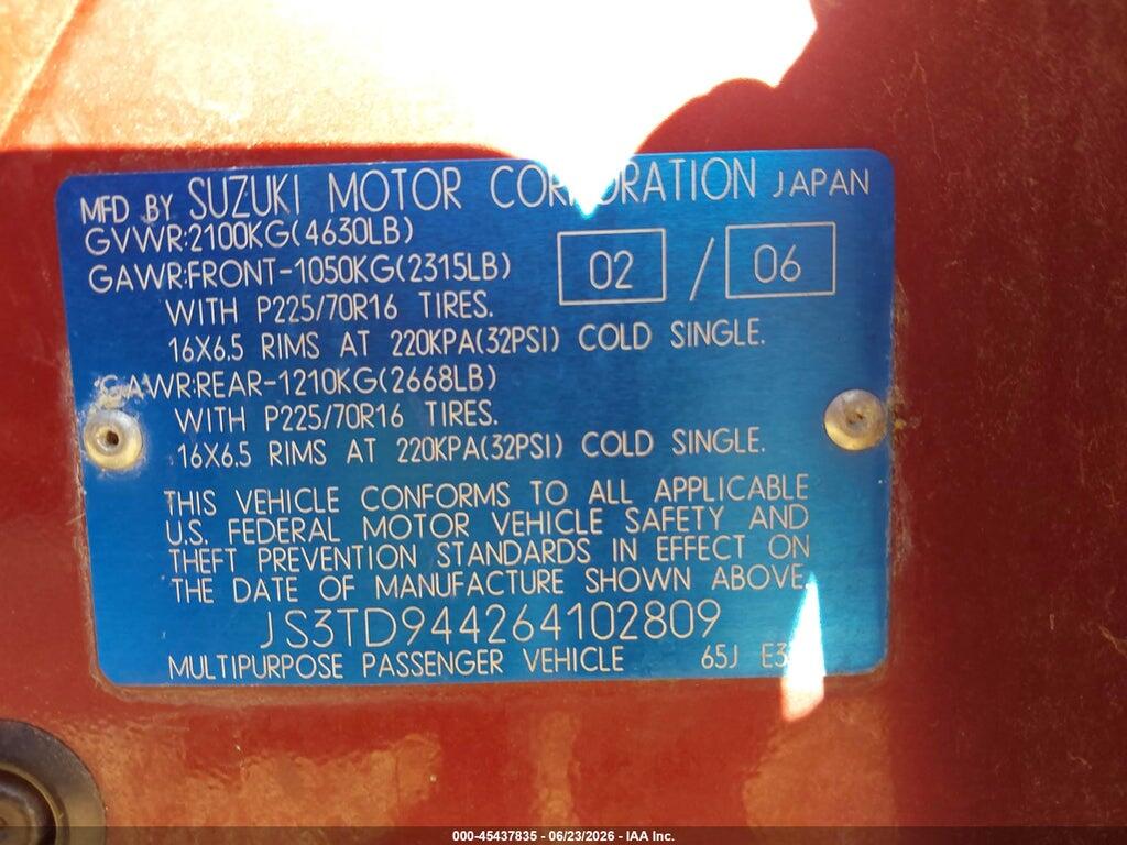 JS3TD944264102809 2006 SUZUKI GRAND VITARA photo no. 9