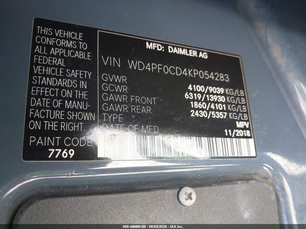 WD4PF0CD4KP054283 2019 MERCEDES-BENZ SPRINTER 2500 photo no. 9