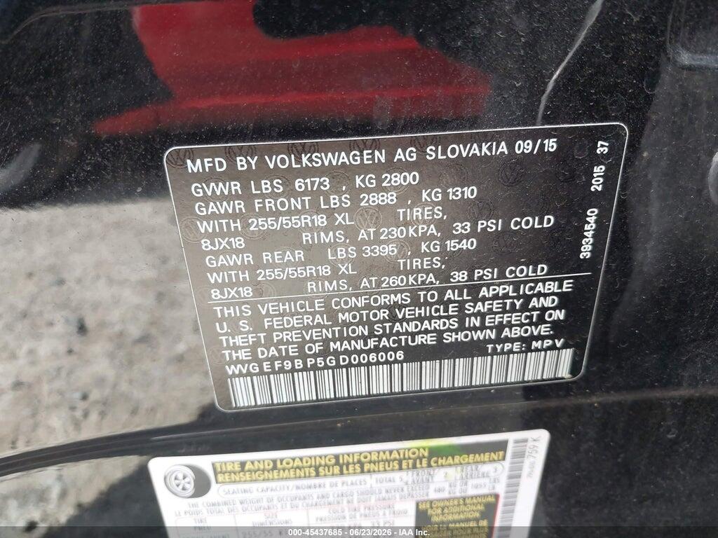 WVGEF9BP5GD006006 2016 VOLKSWAGEN TOUAREG photo no. 9