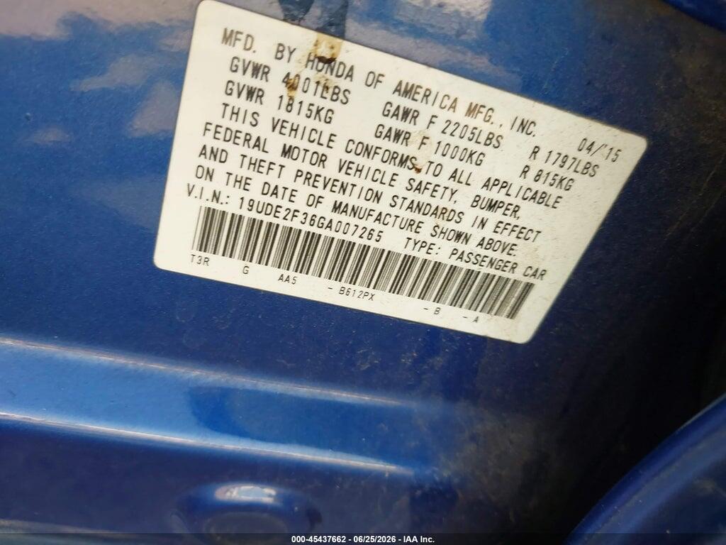 19UDE2F36GA007265 2016 ACURA ILX photo no. 9