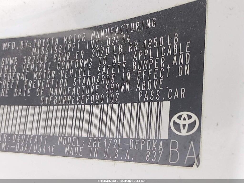 5YFBURHE6EP090107 2014 TOYOTA COROLLA photo no. 9