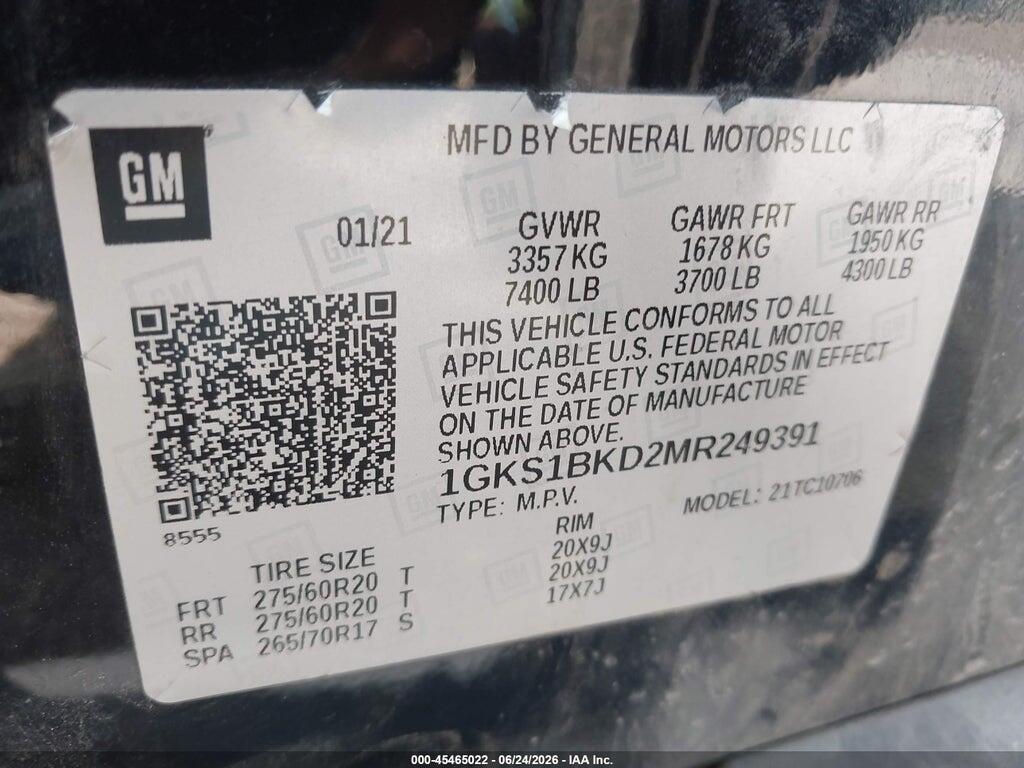 1GKS1BKD2MR249391 2021 GMC YUKON photo no. 9