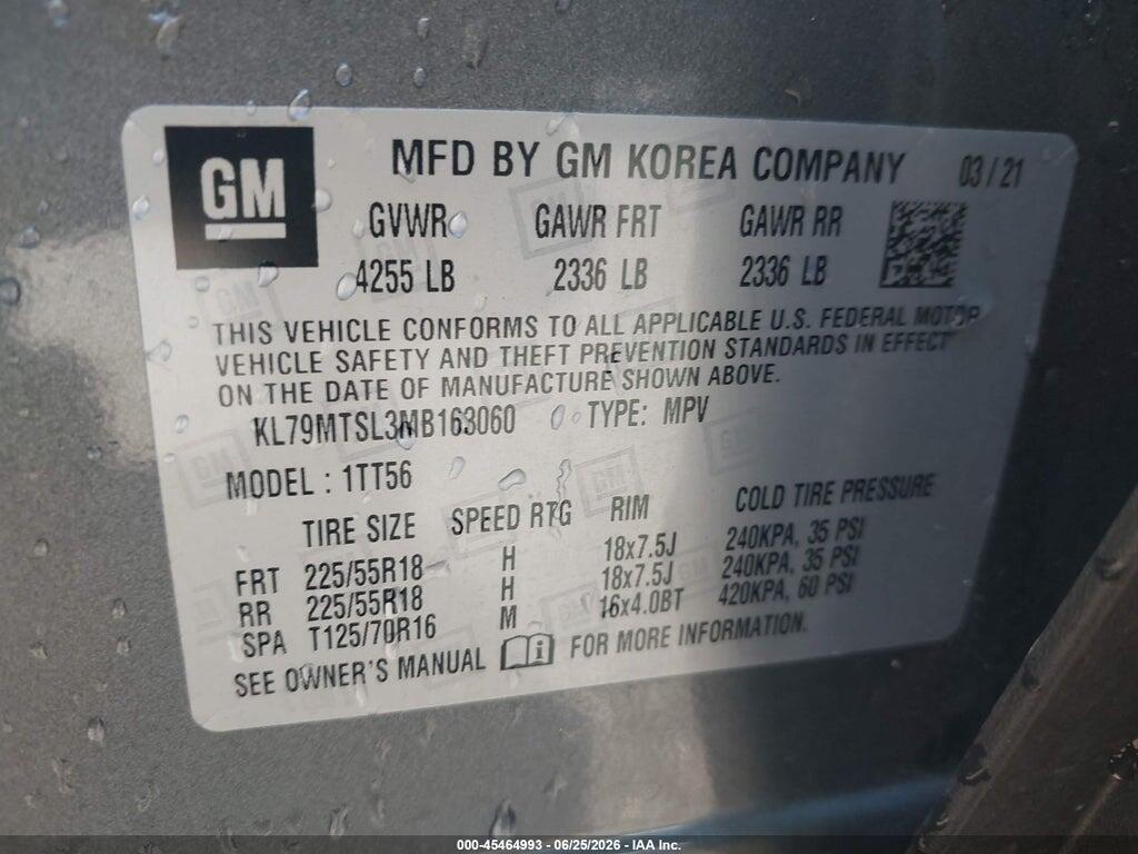 KL79MTSL3MB163060 2021 CHEVROLET TRAILBLAZER photo no. 9