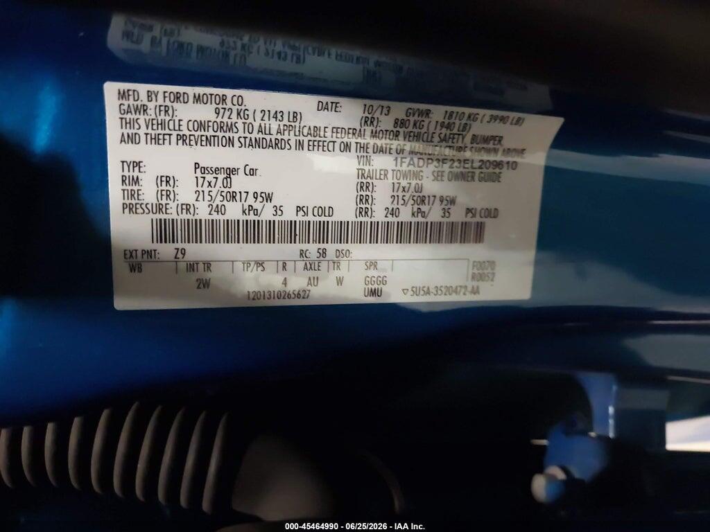 1FADP3F23EL209610 2014 FORD FOCUS photo no. 9