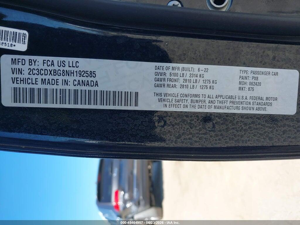 2C3CDXBG8NH192585 2022 DODGE CHARGER photo no. 9