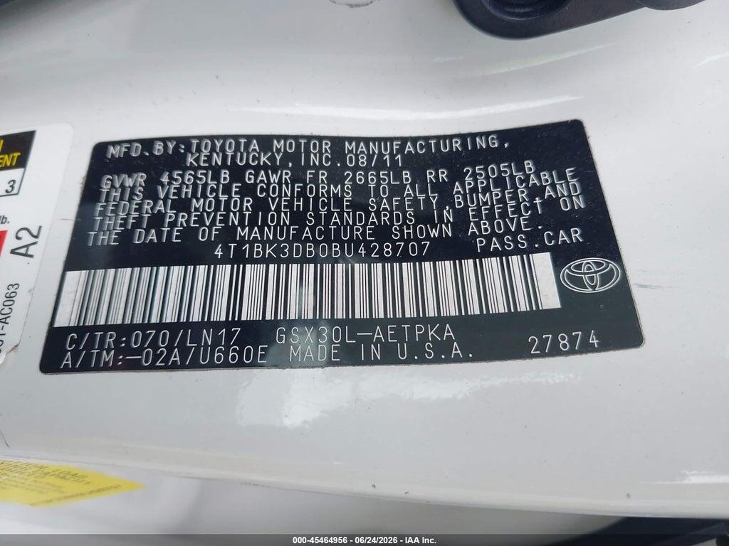 4T1BK3DB0BU428707 2011 TOYOTA AVALON photo no. 9