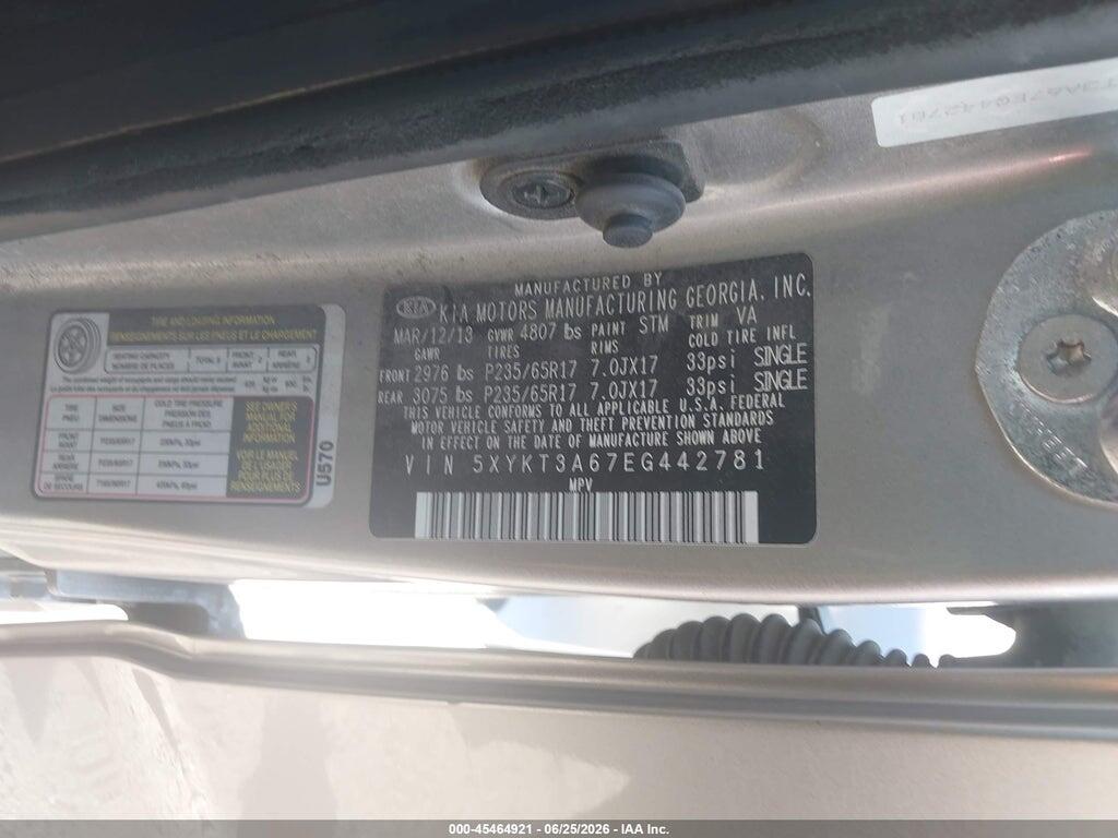 5XYKT3A67EG442781 2014 KIA SORENTO photo no. 9