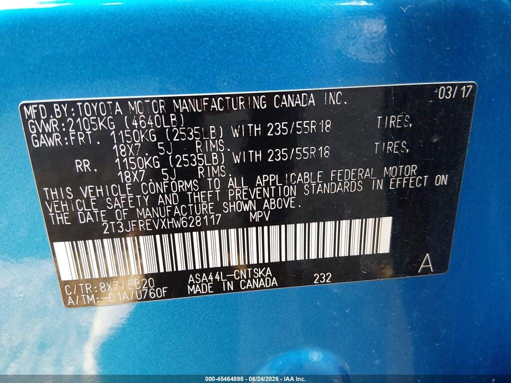 2T3JFREVXHW628117 2017 TOYOTA RAV4 photo no. 9