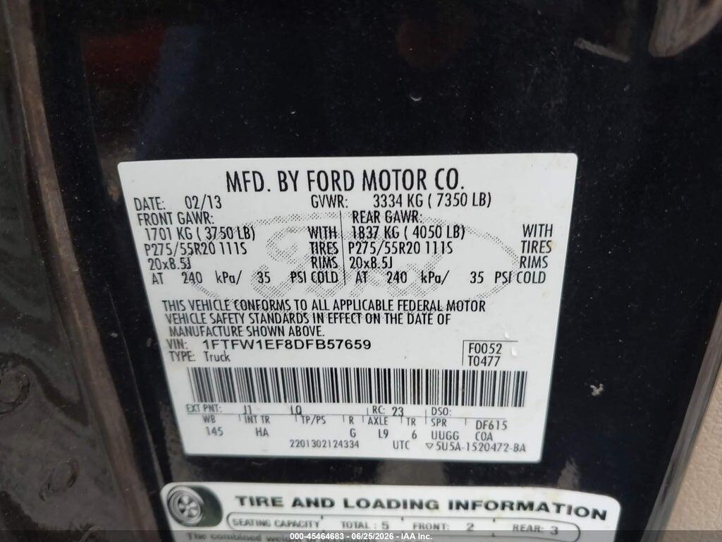 1FTFW1EF8DFB57659 2013 FORD F-150 photo no. 9