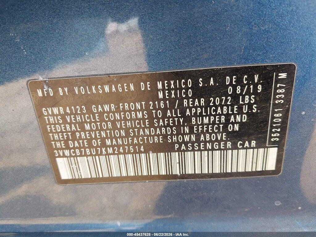3VWCB7BU7KM247514 2019 VOLKSWAGEN JETTA photo no. 9