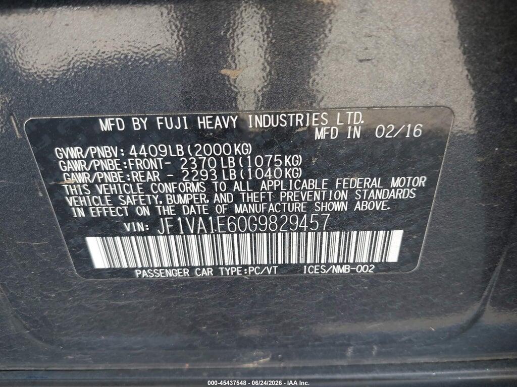 JF1VA1E60G9829457 2016 SUBARU WRX photo no. 9