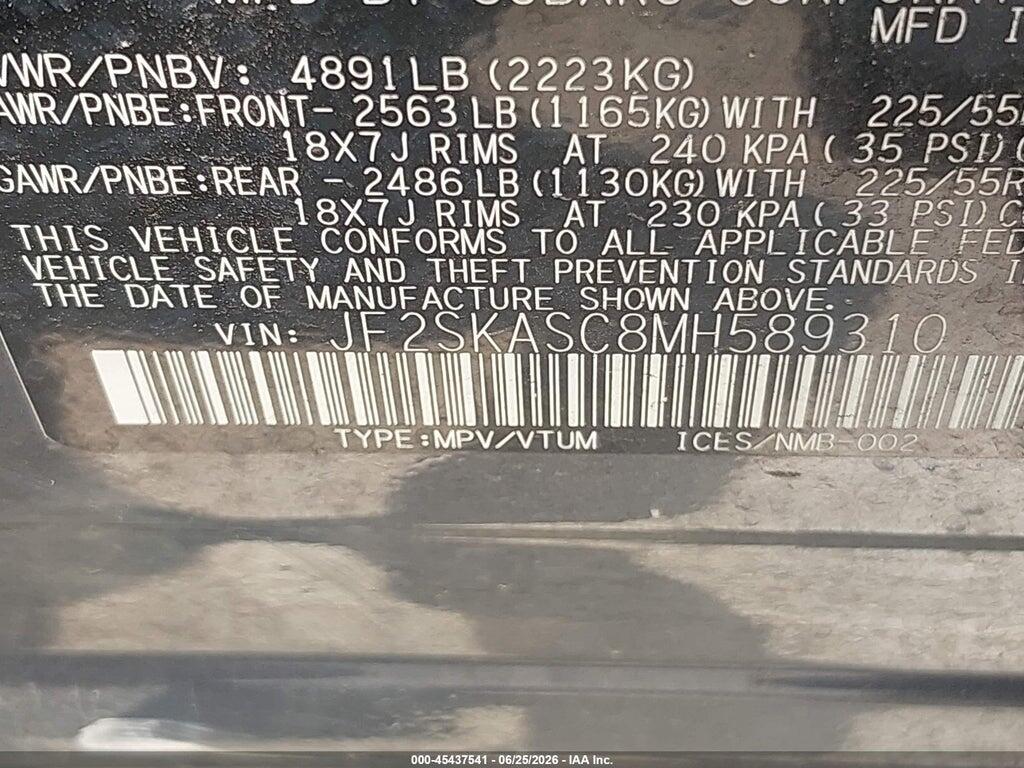 JF2SKASC8MH589310 2021 SUBARU FORESTER photo no. 9