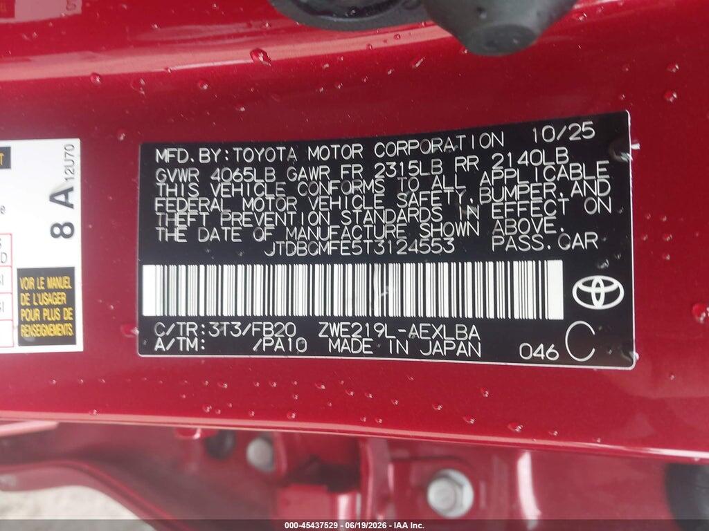 JTDBCMFE5T3124553 2026 TOYOTA COROLLA HYBRID photo no. 9