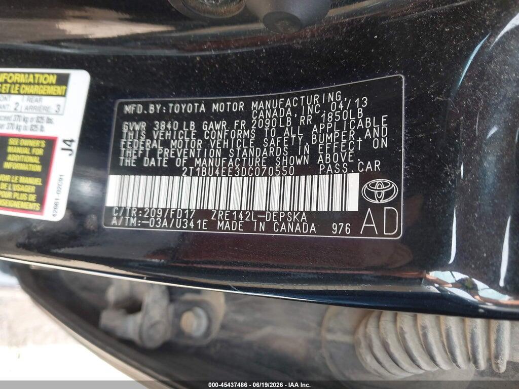 2T1BU4EE3DC070550 2013 TOYOTA COROLLA photo no. 9