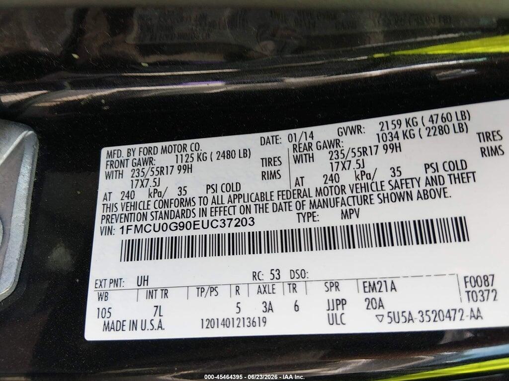 1FMCU0G90EUC37203 2014 FORD ESCAPE photo no. 9