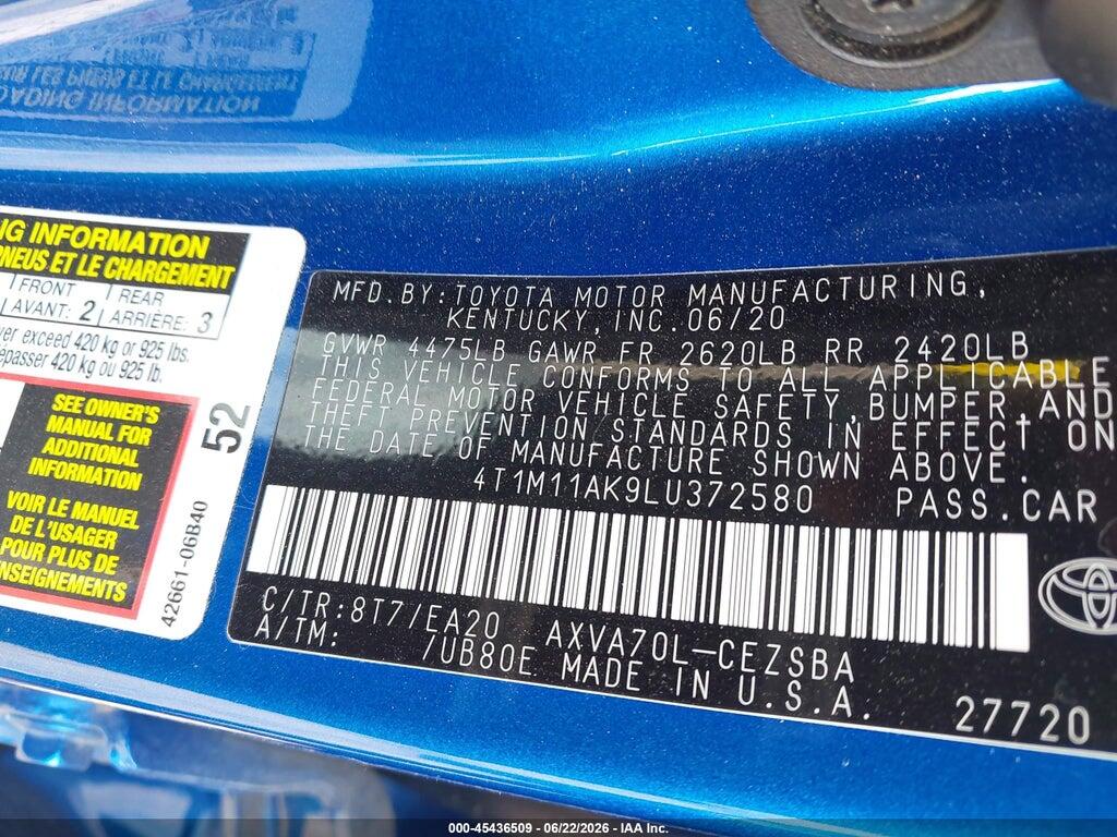 4T1M11AK9LU372580 2020 TOYOTA CAMRY photo no. 9