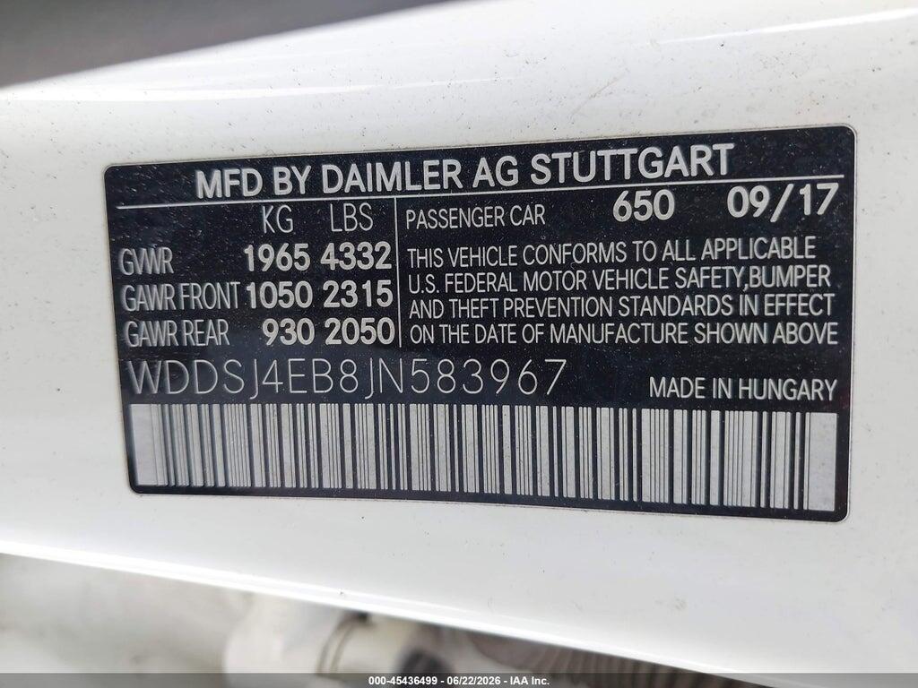 WDDSJ4EB8JN583967 2018 MERCEDES-BENZ CLA 250 photo no. 9