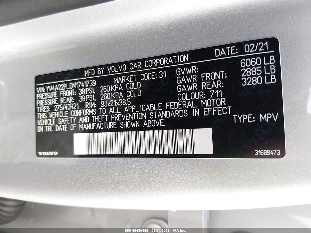 YV4A22PL0M1741739 2021 VOLVO XC90 photo no. 9