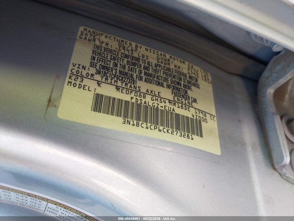 3N1BC1CP6CK273281 2012 NISSAN VERSA photo no. 9