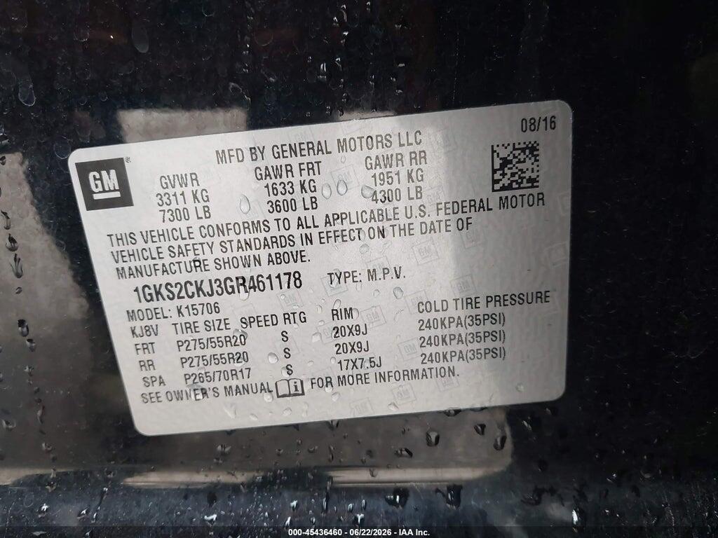 1GKS2CKJ3GR461178 2016 GMC YUKON photo no. 9