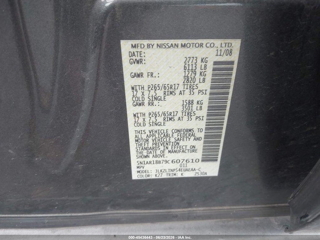 5N1AR18B79C607610 2009 NISSAN PATHFINDER photo no. 9