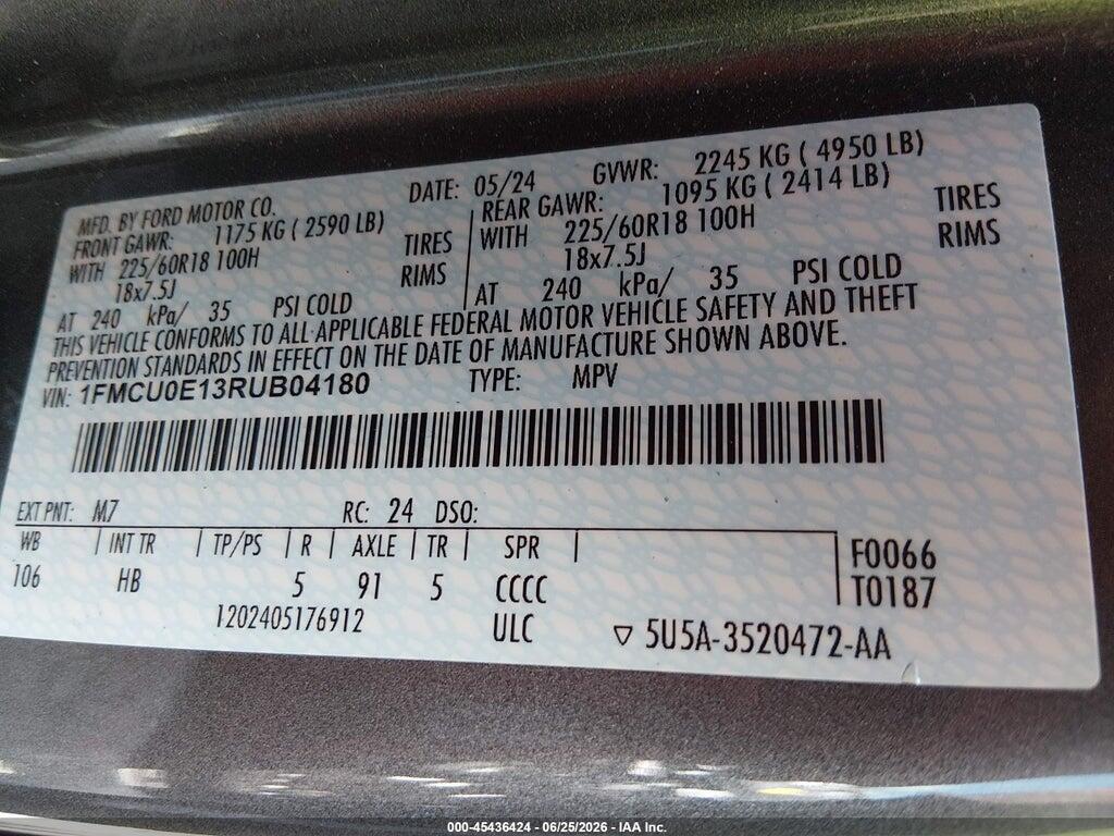 1FMCU0E13RUB04180 2024 FORD ESCAPE photo no. 9