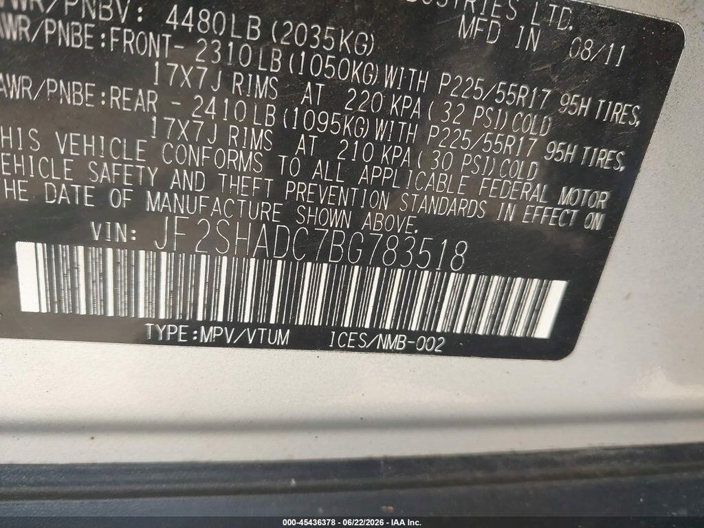 JF2SHADC7BG783518 2011 SUBARU FORESTER photo no. 9