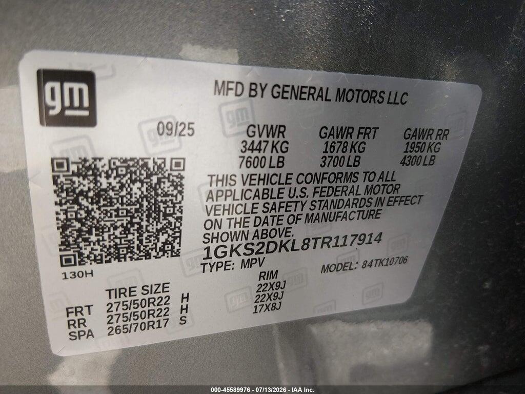 1GKS2DKL8TR117914 2026 GMC YUKON photo no. 9