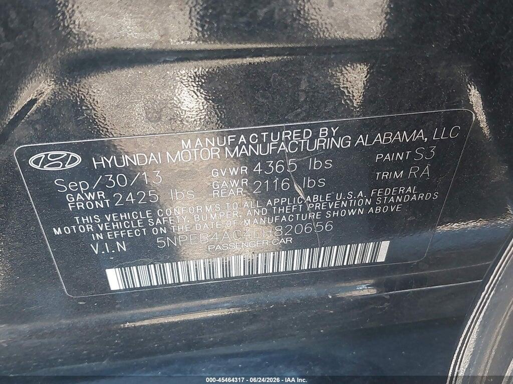 5NPEB4AC4EH820656 2014 HYUNDAI SONATA photo no. 9