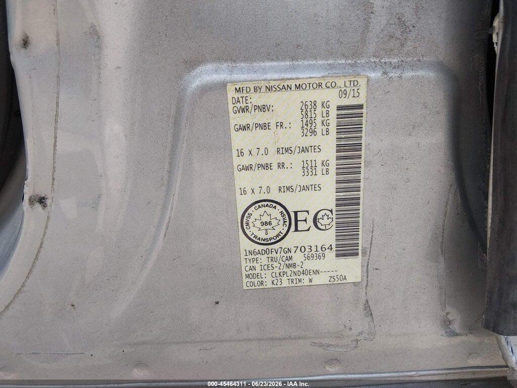 1N6AD0FV7GN703164 2016 NISSAN FRONTIER photo no. 9