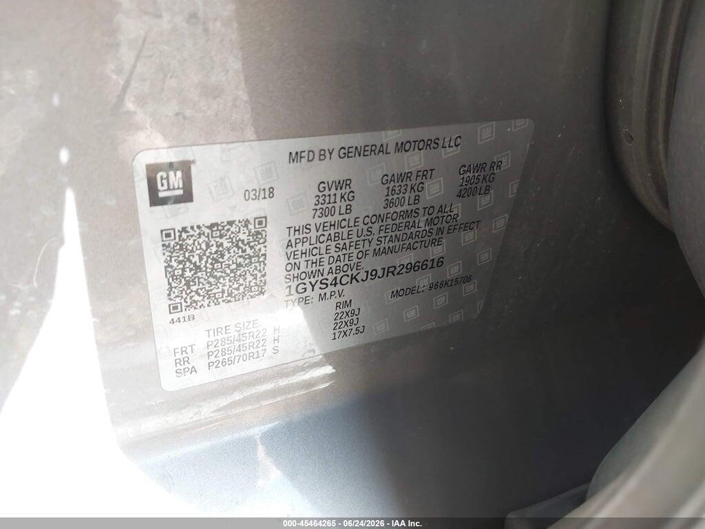 1GYS4CKJ9JR296616 2018 CADILLAC ESCALADE photo no. 9