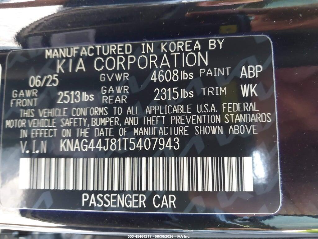 KNAG44J81T5407943 2026 KIA K5 photo no. 9