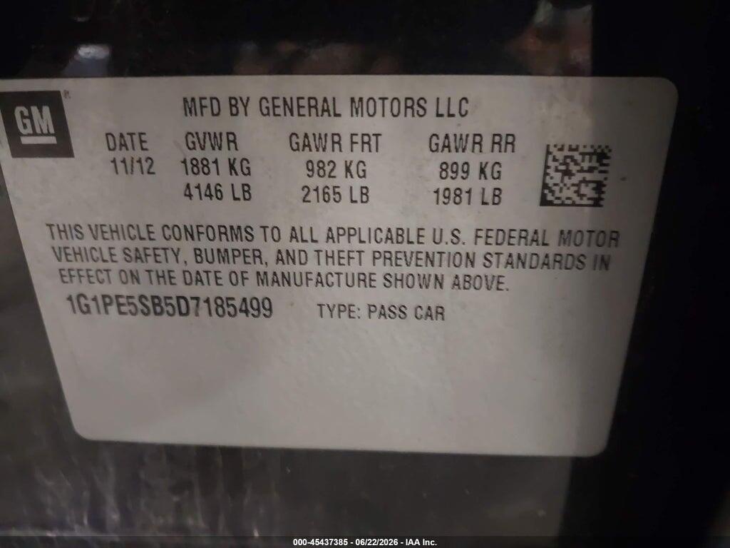 1G1PE5SB5D7185499 2013 CHEVROLET CRUZE photo no. 9