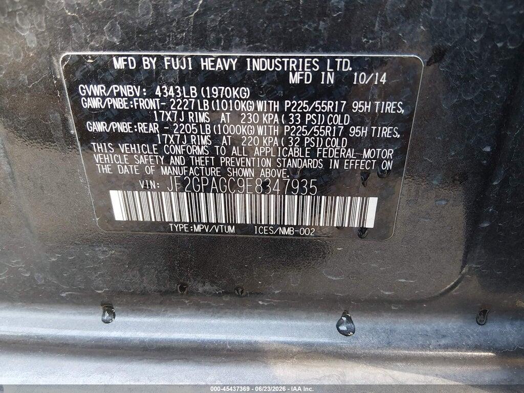 JF2GPAGC9E8347935 2014 SUBARU XV CROSSTREK photo no. 9