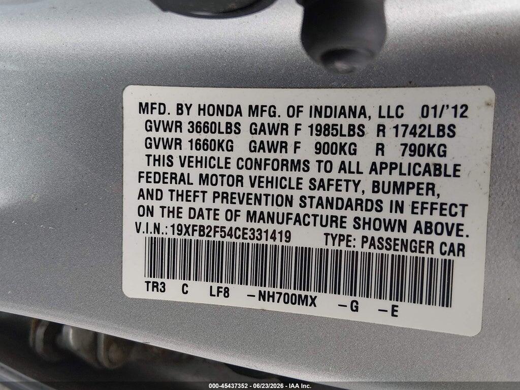 19XFB2F54CE331419 2012 HONDA CIVIC photo no. 9