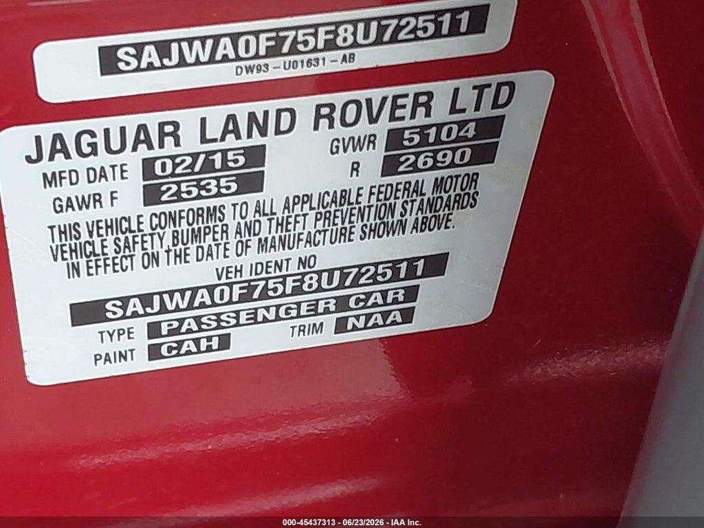 SAJWA0F75F8U72511 2015 JAGUAR XF photo no. 9