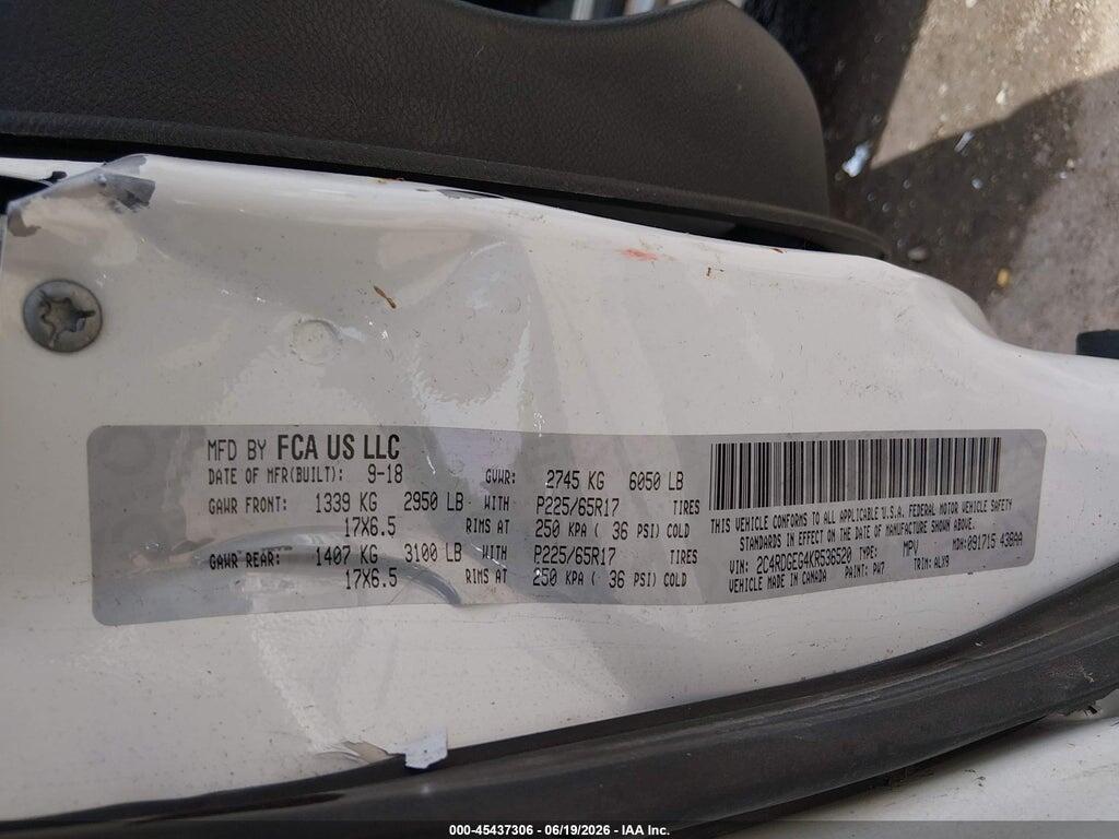 2C4RDGEG4KR536520 2019 DODGE GRAND CARAVAN photo no. 9