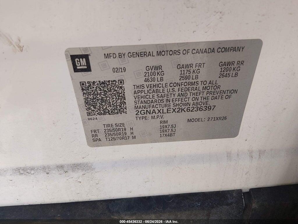 2GNAXLEX2K6236397 2019 CHEVROLET EQUINOX photo no. 9