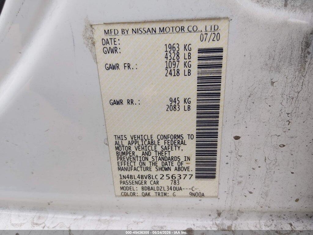 1N4BL4BV8LC256377 2020 NISSAN ALTIMA photo no. 9