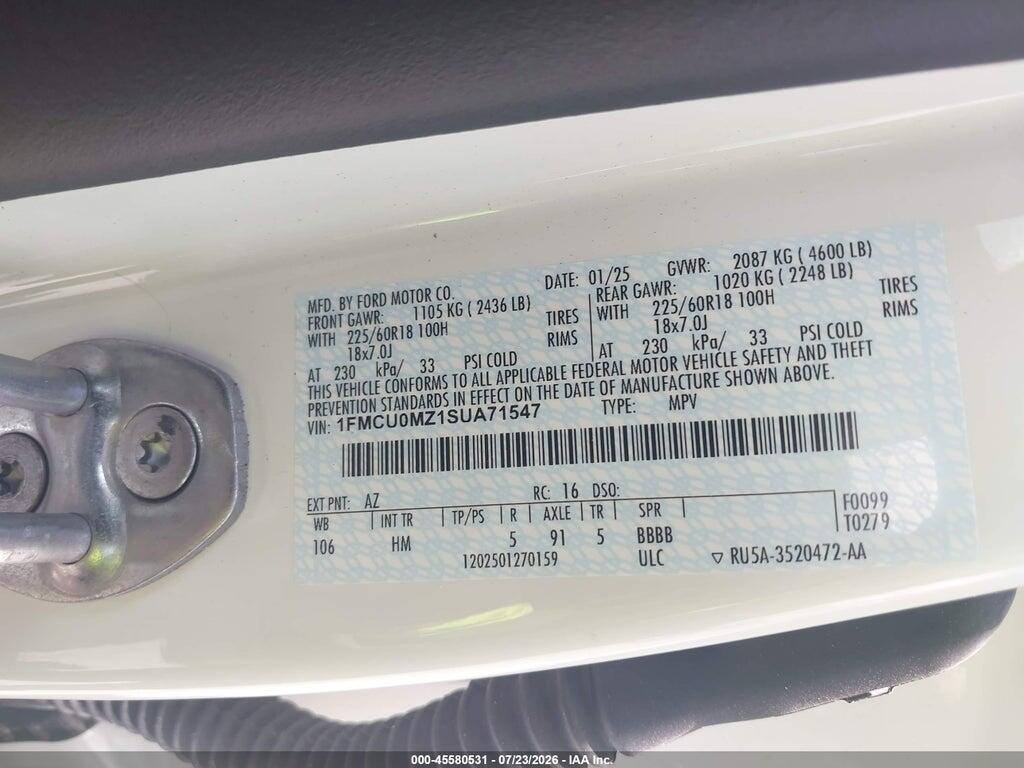 1FMCU0MZ1SUA71547 2025 FORD ESCAPE photo no. 9