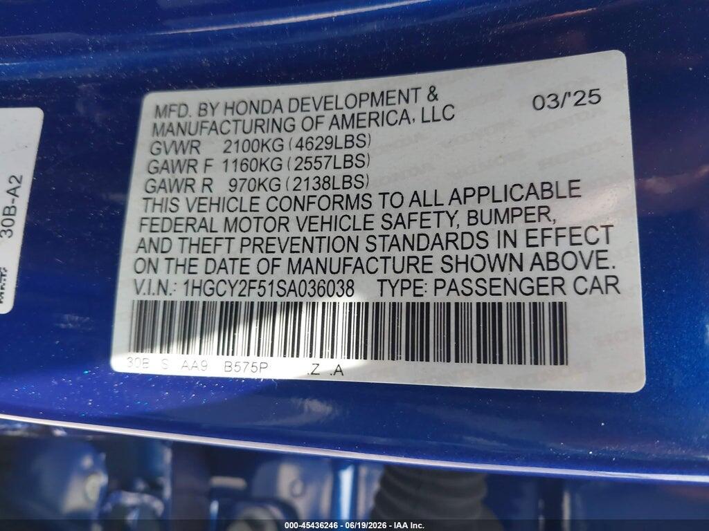 1HGCY2F51SA036038 2025 HONDA ACCORD HYBRID photo no. 9