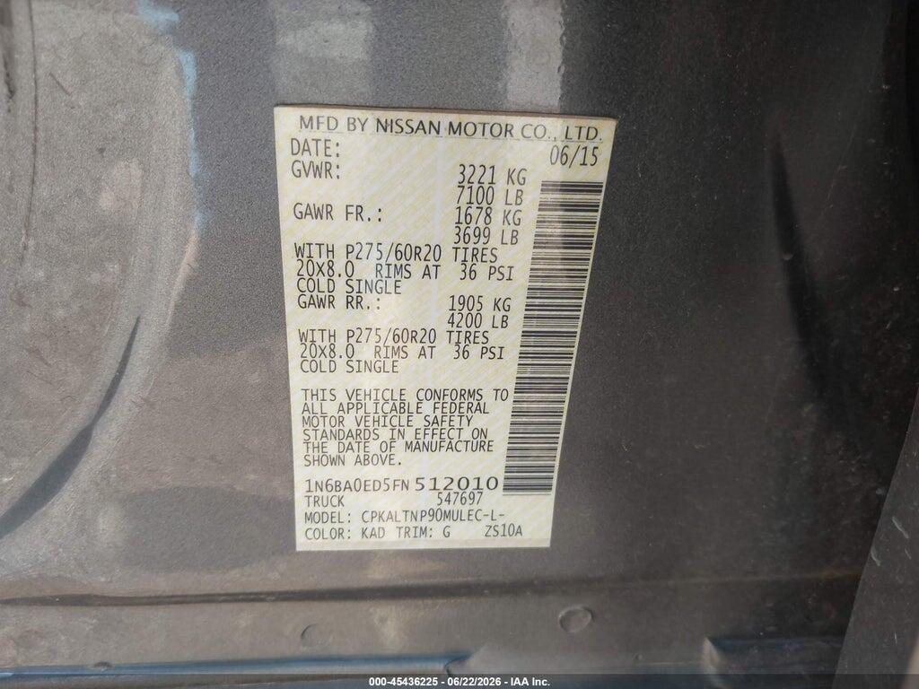 1N6BA0ED5FN512010 2015 NISSAN TITAN photo no. 9