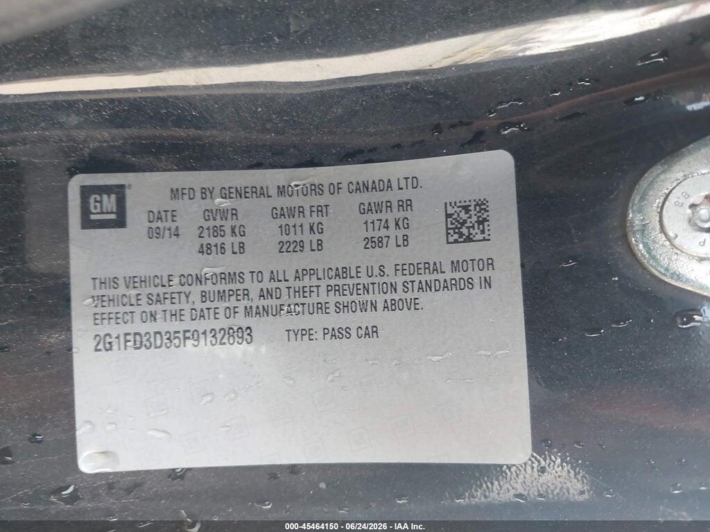 2G1FD3D35F9132893 2015 CHEVROLET CAMARO photo no. 9