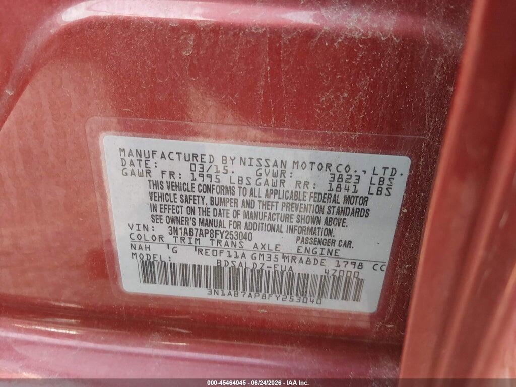 3N1AB7AP8FY253040 2015 NISSAN SENTRA photo no. 9