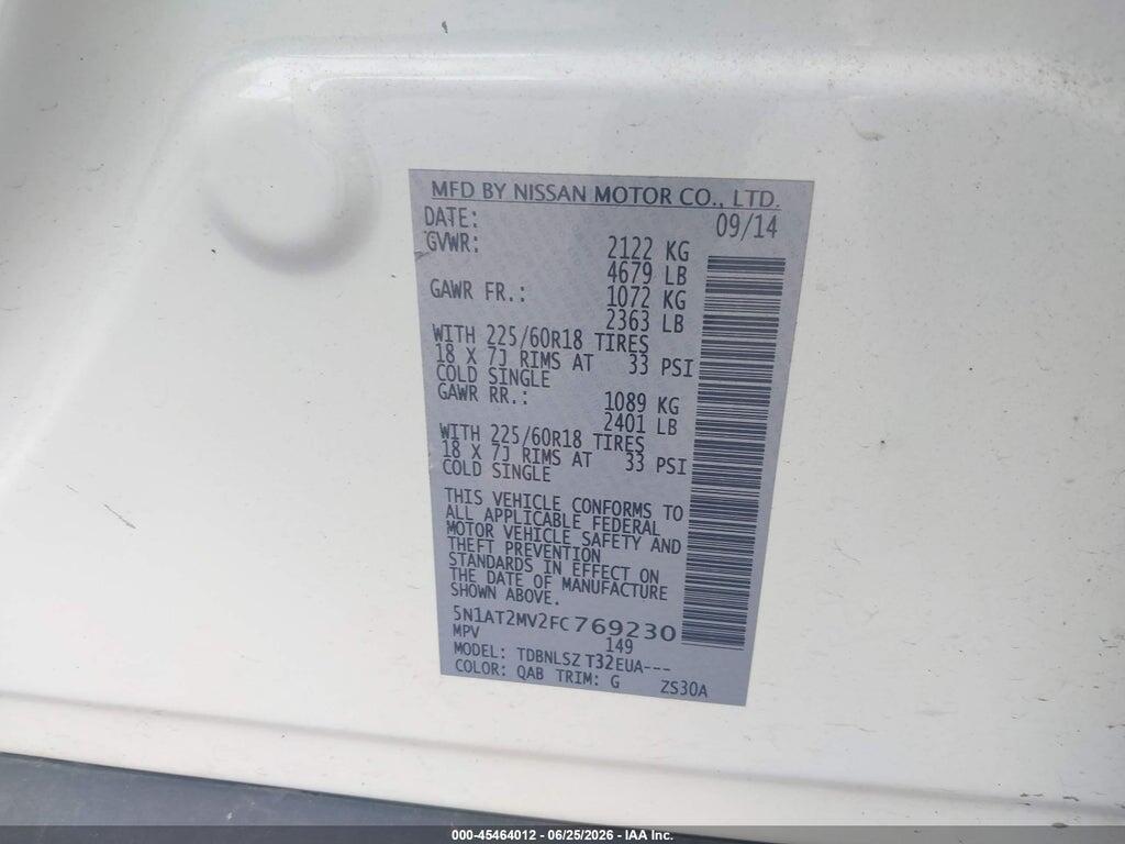 5N1AT2MV2FC769230 2015 NISSAN ROGUE photo no. 9